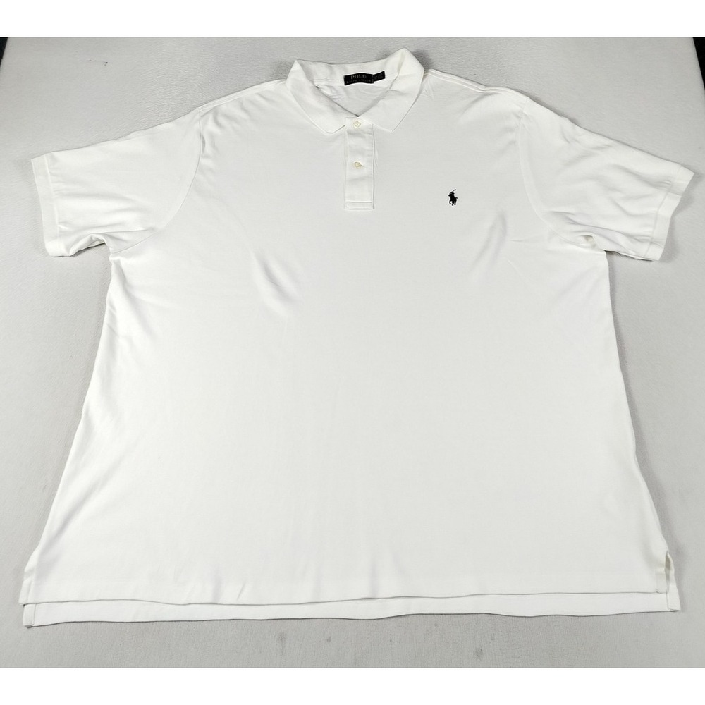 Polo Ralph Lauren Polo Shirt Mens Big 3XB White Short Sleeve Collared Cotton